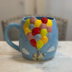Disney Pixar UP House Balloon Hand Painted Artisan Ceramic Blue Mug - 20oz